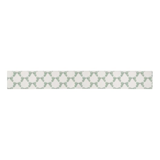 Sage Green Plaid Bow Elegant Neutraal Baby shower Grosgrain Lint (Voorkant)