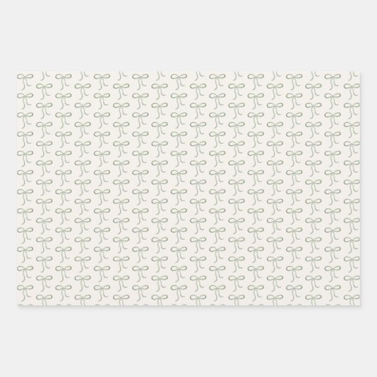 Sage Green Plaid Bow Elegant Neutraal Baby shower Inpakpapier Vel (Voorkant 2)