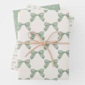 Sage Green Plaid Bow Elegant Neutraal Baby shower Inpakpapier Vel (In situ)