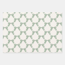 Sage Green Plaid Bow Elegant Neutraal Baby shower Inpakpapier Vel