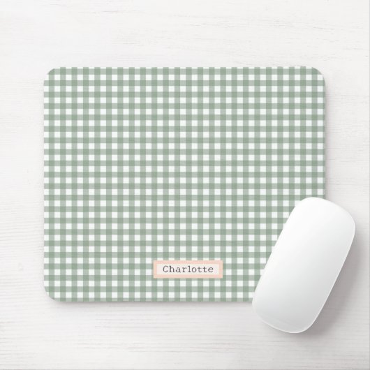 Sage Green Plaid Gepersonaliseerd Muismat (Met muis)