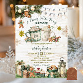 Sage Green Plaid Rustic Baby is Brewing Invitation Kaart