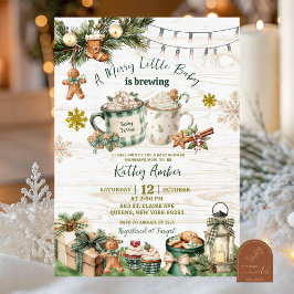 Sage Green Plaid Rustic Baby is Brewing Invitation Kaart