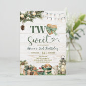 Sage Green Plaid Rustic Two Sweet Birthday Kaart (Staand voorkant)