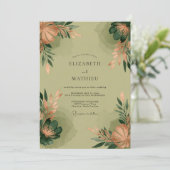 Sage Green Poetic Botanical Wedding Kaart (Staand voorkant)