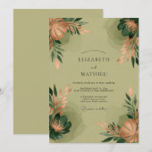 Sage Green Poetic Botanical Wedding Kaart (Voorkant / Achterkant)