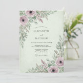 Sage Green Poetic Spring Wedding Kaart (Staand voorkant)