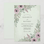 Sage Green Poetic Spring Wedding Kaart (Voorkant / Achterkant)