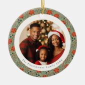 Sage Green Poinsettia 1 Family Photo Christmas Keramisch Ornament (Voorkant)