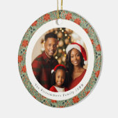 Sage Green Poinsettia 1 Family Photo Christmas Keramisch Ornament (Links)
