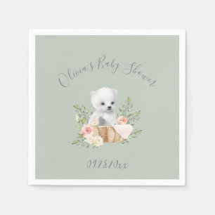 Sage Green Polar Beer Baby shower Servet