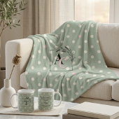 Sage Green Polka Dot Monogram Parents’ Eid Gift Fleece Deken