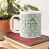 Sage Green Polka Dot Monogram Parents’ Gift Grote Koffiekop