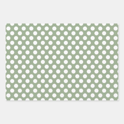 Sage Green Polka Dot Wrapping Paper Sheet Set 3 (Voorkant 3)