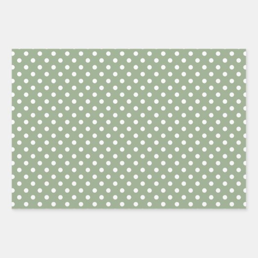 Sage Green Polka Dot Wrapping Paper Sheet Set 3 (Voorkant 2)