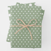 Sage Green Polka Dot Wrapping Paper Sheet Set 3 (In situ)