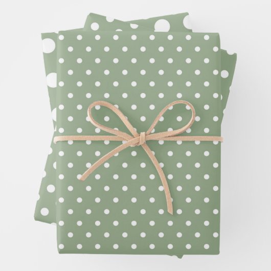 Sage Green Polka Dot Wrapping Paper Sheet Set 3 (In situ)