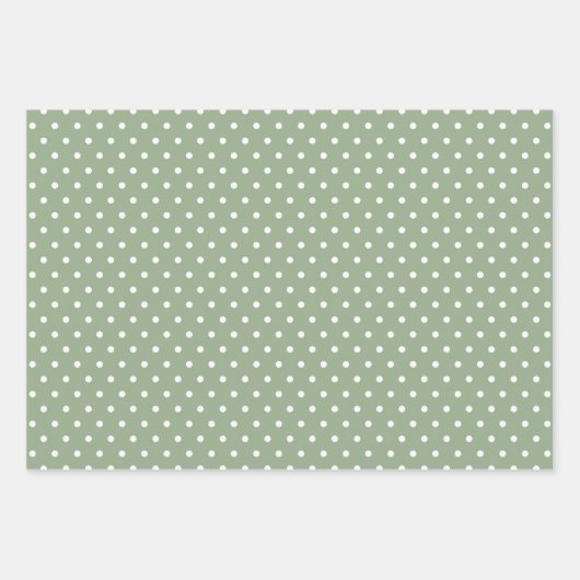 Sage Green Polka Dot Wrapping Paper Sheet Set 3 (Voorkant)