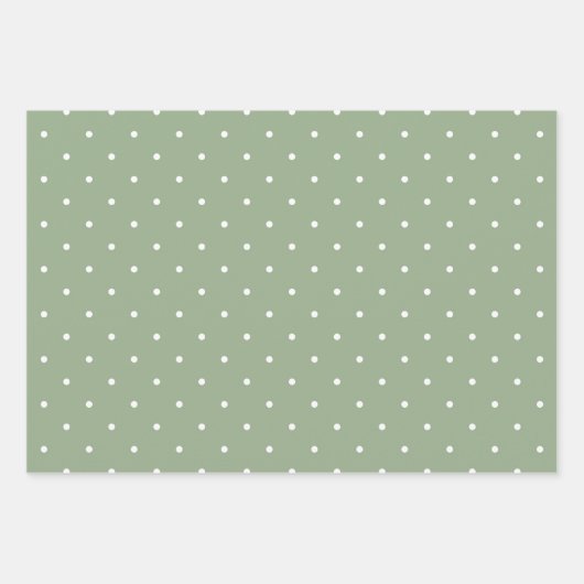 Sage Green Polka Dot Wrapping Paper Sheet Set 3 (Voorkant)