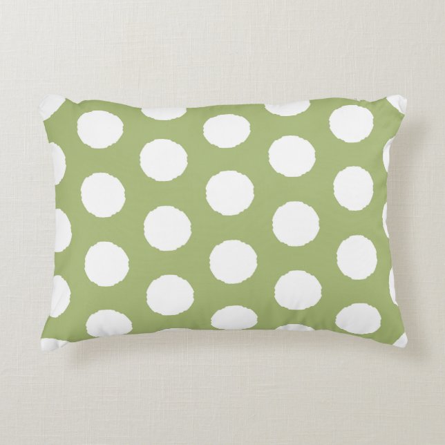 Sage Green Polka Dots Accent Kussen (Voorkant)
