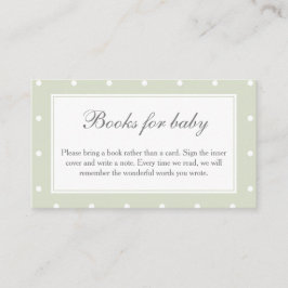 Sage Green Polka Dots Baby shower Boeken voor Baby Informatiekaartje