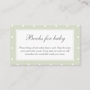 Sage Green Polka Dots Baby shower Boeken voor Baby Informatiekaartje