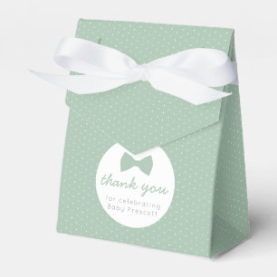 Sage green polka stik bow stropdas baby shower bedankdoosjes