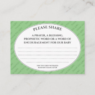 Sage Green PRAYERS VOOR ONS Baby shower Informatiekaartje
