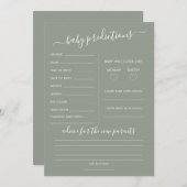 Sage Green Predictions Baby Shower Game Card Kaart (Voorkant / Achterkant)