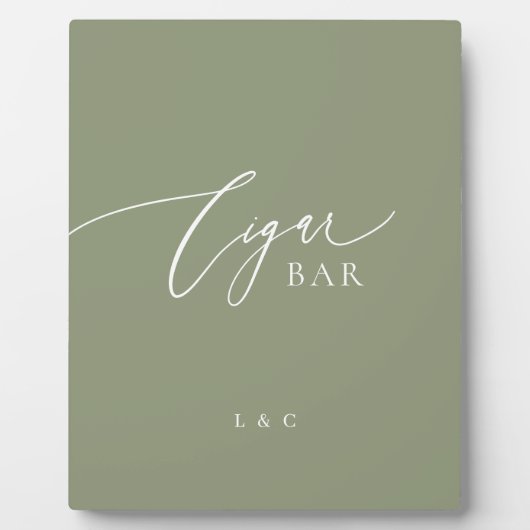 Sage Green Premium Wedding Sigaar Bar Sign Fotoplaat (Voorkant)