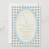 Sage Green Preppy Gekke Kleine Gans Baby shower Kaart (Voorkant)