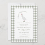 Sage Green Preppy Gekke Kleine Gans Baby shower Kaart (Voorkant)