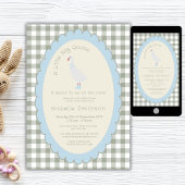 Sage Green Preppy Gekke Kleine Gans Baby shower Kaart