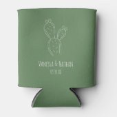 Sage Green Prickly Pear Cactus Wedding Favoriet Blikjeskoeler (Voorkant)