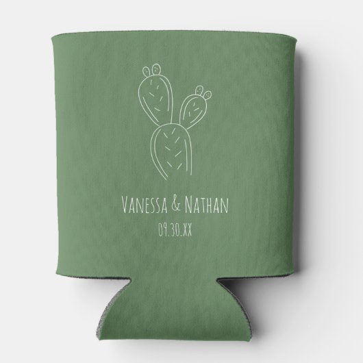 Sage Green Prickly Pear Cactus Wedding Favoriet Blikjeskoeler (Achterkant)