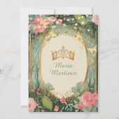 Sage Green Princess Dress Gold Forest Mis Quince Kaart (Achterkant)