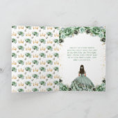 Sage Green Princess Floral Happy Birthday Kaart (Binnen)