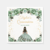 Sage Green Princess Floral Quinceañera Servet (Voorkant)