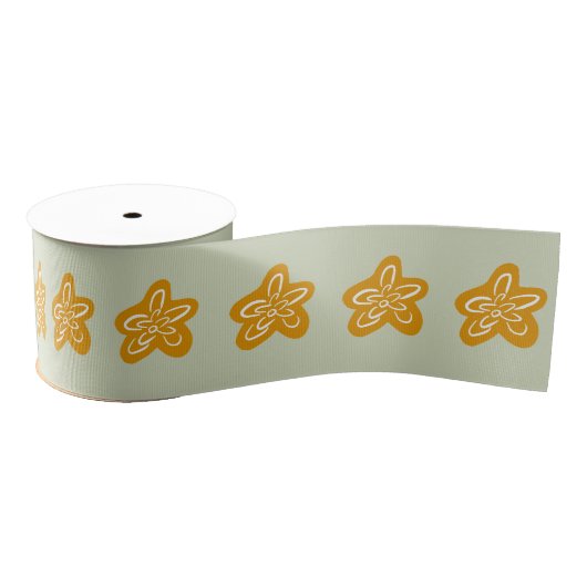 Sage Green Princess Golden Flowers Birthday Grosgrain Lint (Spoel)