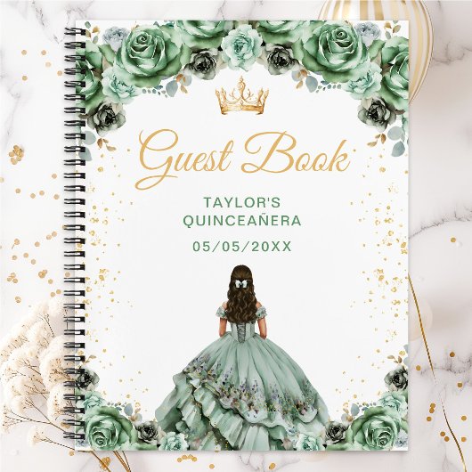 Sage Green Princess Quinceañera gastenboek Notitieboek