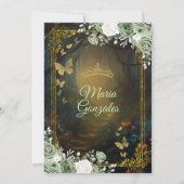 Sage Green Princess Quinceañera Uitnodiging (Achterkant)