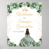 Sage Green Princess Quinceañera Welkom Poster (Voorkant)