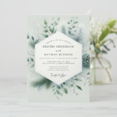 Sage Green Pristine Winter Wedding Kaart (Staand voorkant)