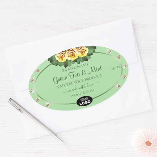 Sage Green Product Labels Yellow Roses Jewels Logo (Envelop)