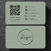 Sage Green Professional Logo QR Code Visitekaartje