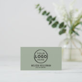 Sage Green Professional Logo QR Code Visitekaartje (Staand voorkant)