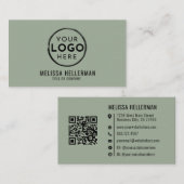 Sage Green Professional Logo QR Code Visitekaartje (Voorkant / Achterkant)