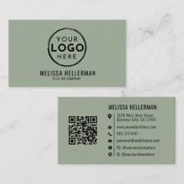 Sage Green Professional Logo QR Code Visitekaartje