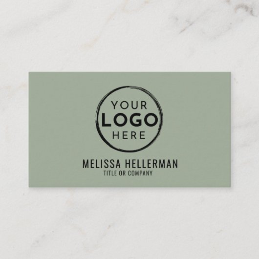 Sage Green Professional Logo QR Code Visitekaartje (Voorkant)