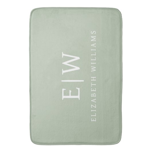 Sage Green Professioneel Eenvoudig Monogram Minima Badmat (Voorkant Verticaal)